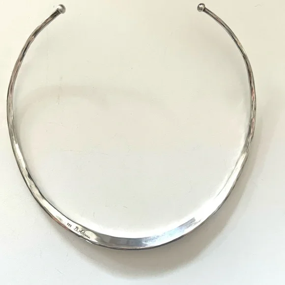B Adam 925 Silver Hammered Women's NecklaceVintage 1980s